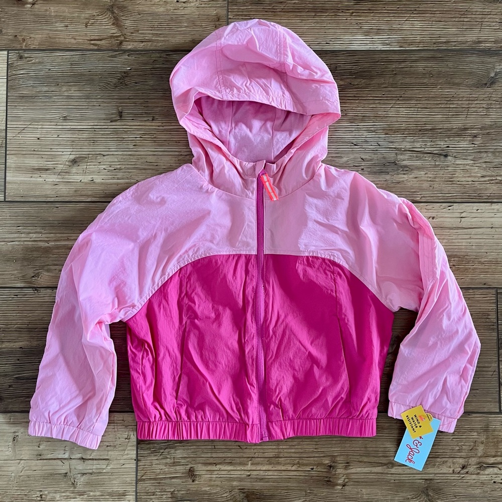 Cat & Jack Pink Colorblock Hooded Windbreaker